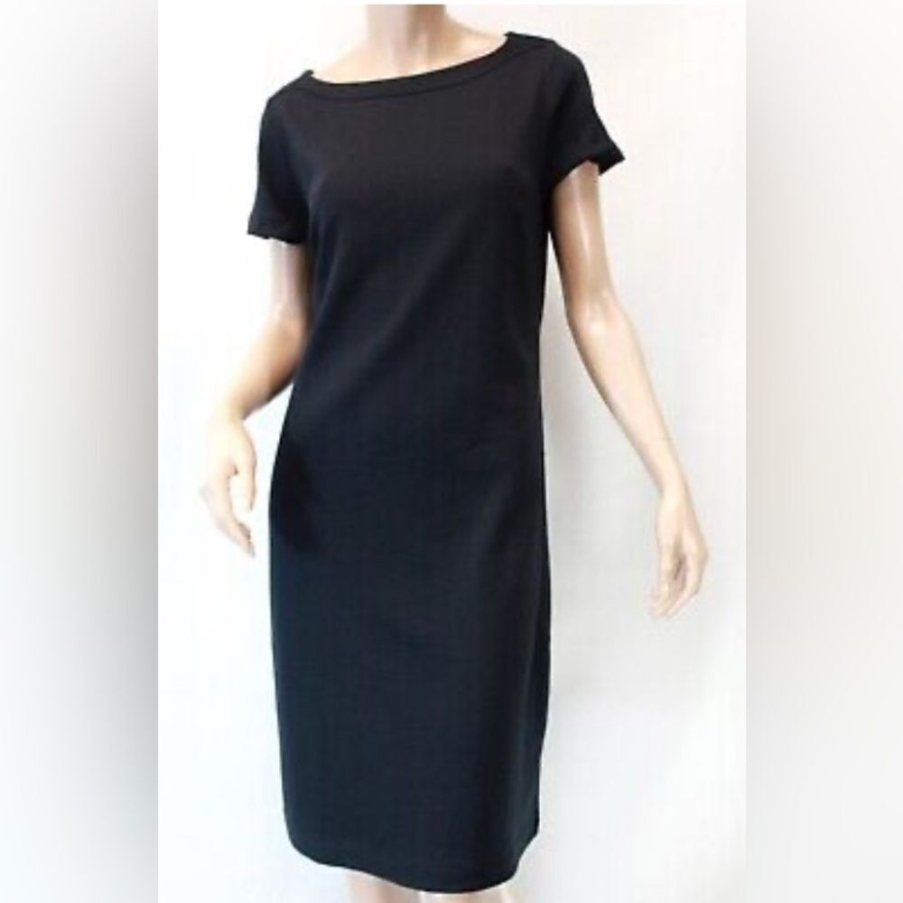 Talbots Black Womens Shift Boat Neck Short Sleeve Black Dress Size 2XP